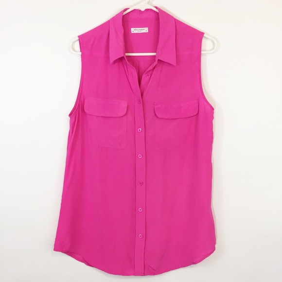 Equipment Tops - Equipment Vivid Hot Pink Silk Sleeveless Top Sz M